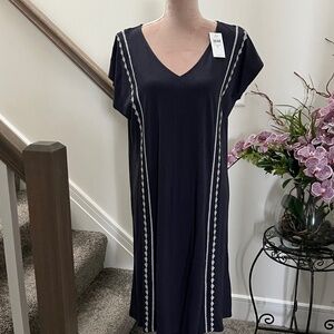 J. Jill navy blue. v-neck, midi dress